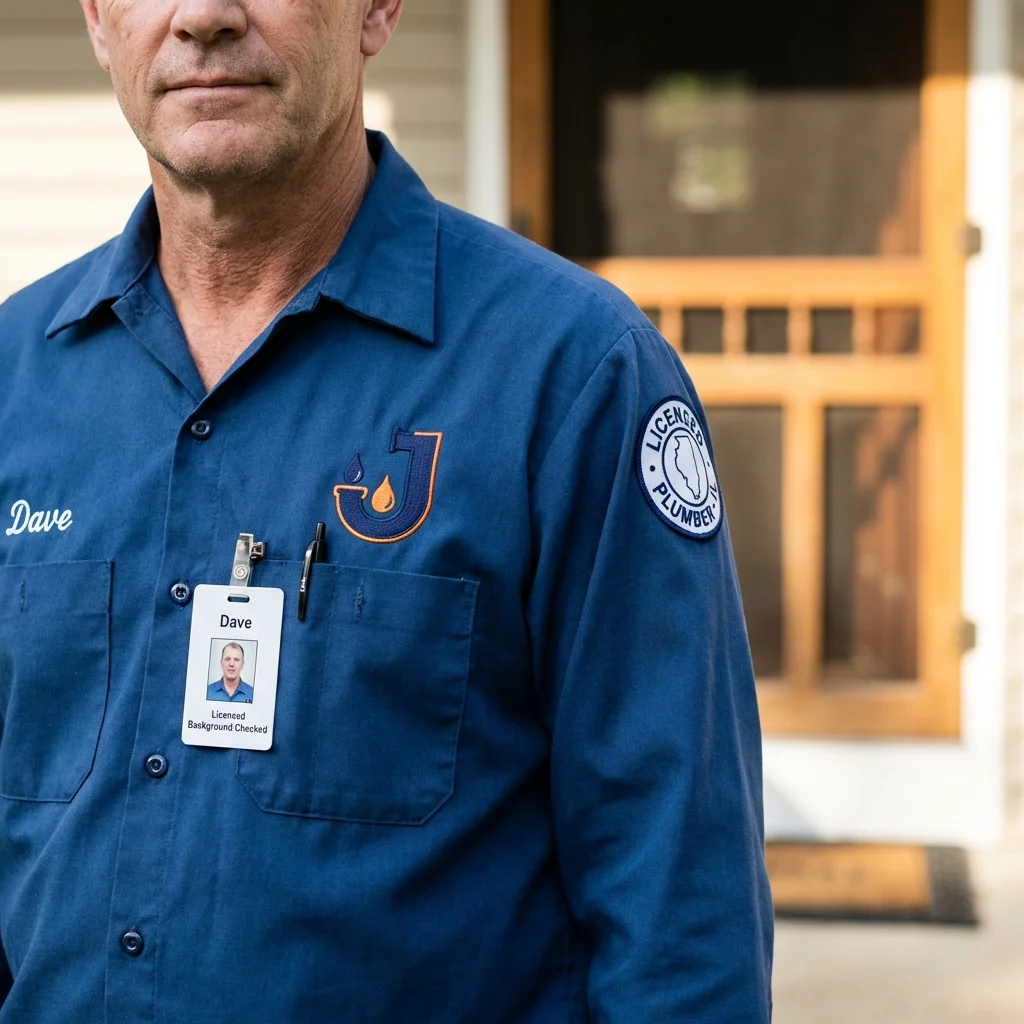 Licensed plumber showing ID badge in Duncansville, PA
