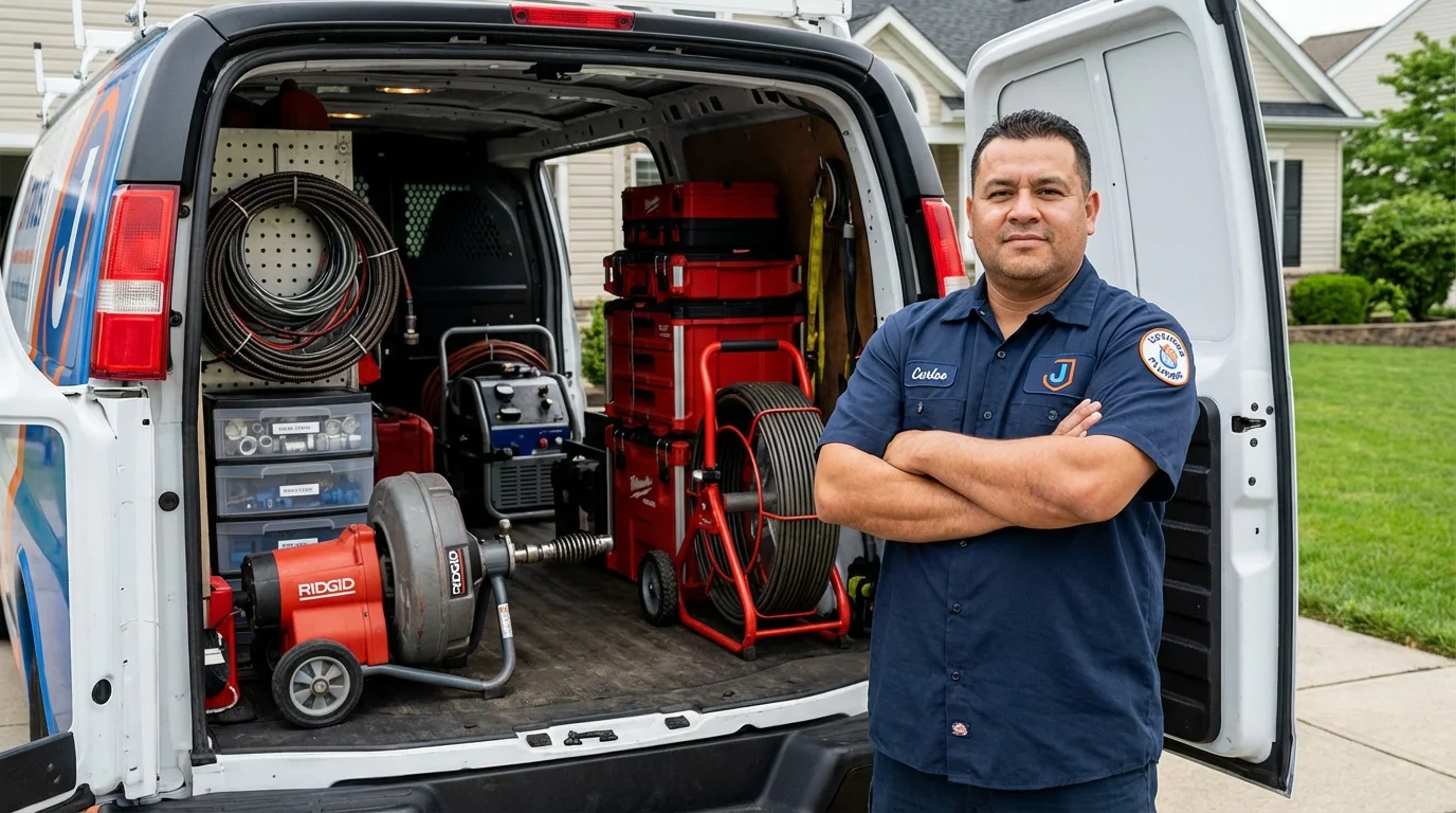 Professional drain cleaning equipment and Johns Plumbing LLC plumber in Duncansville