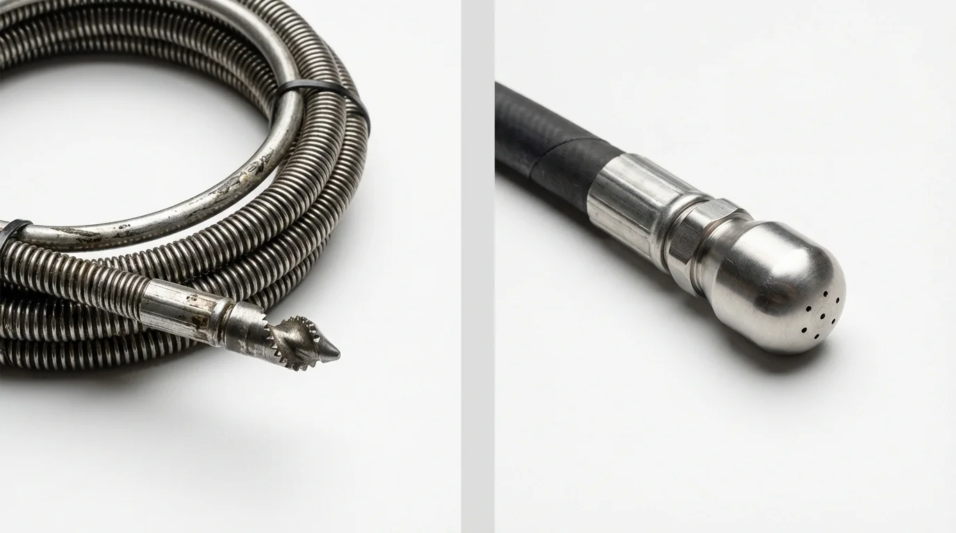 Drain snake cable and hydro jetting nozzle used for drain cleaning in Duncansville, PA