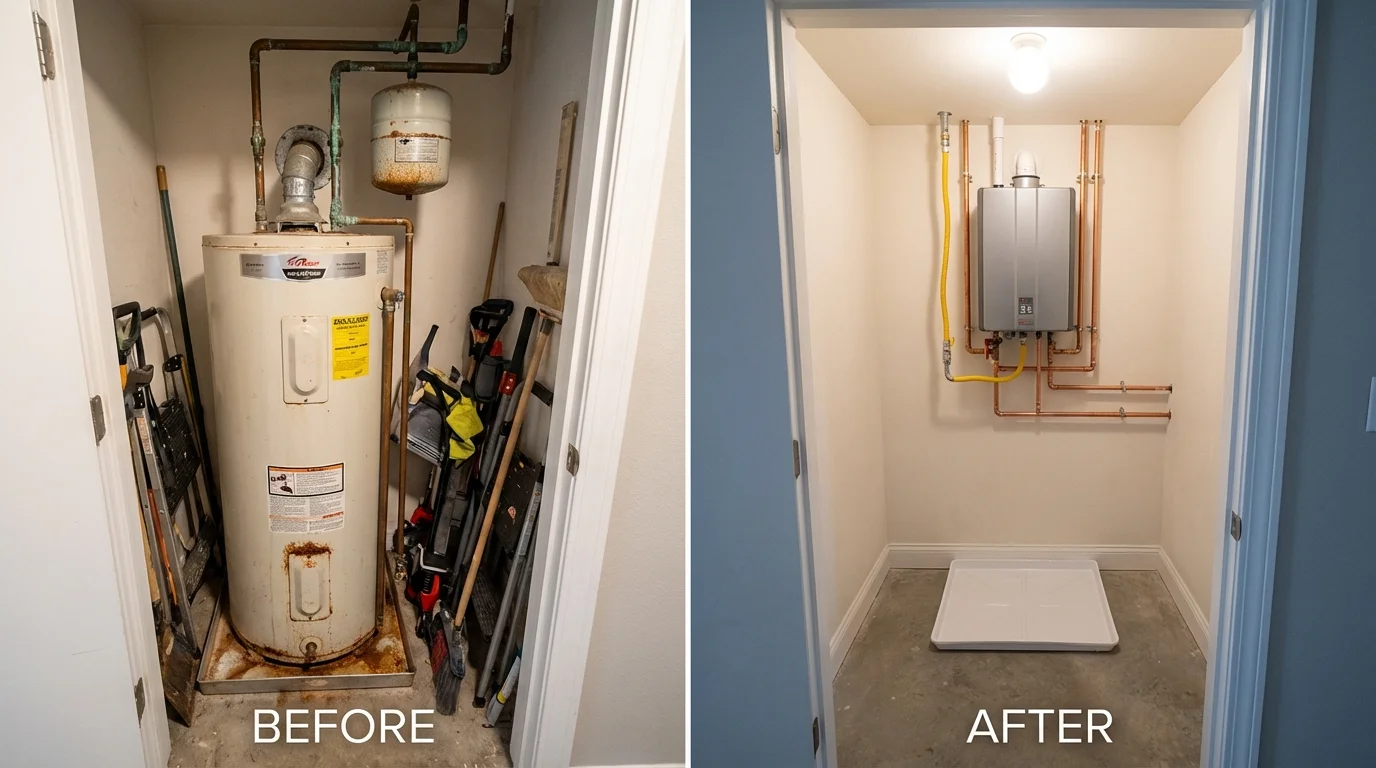 Tank water heater versus wall-mounted tankless unit comparison for Duncansville, PA homeowners