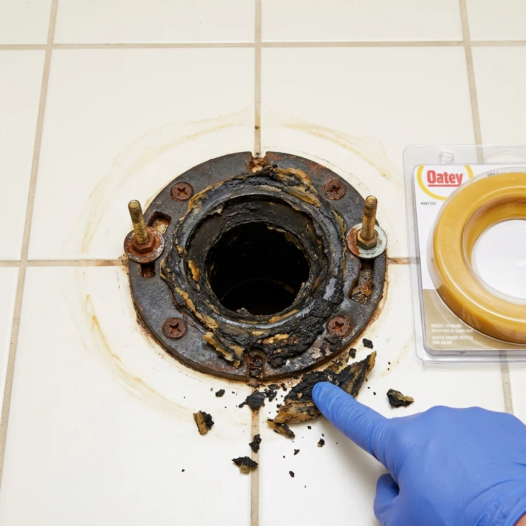 Failed wax ring showing water seepage at the base of a toilet in a Duncansville, PA home